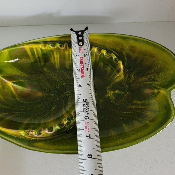 Vintage Mid Century California Original Abstract Green Leaf Ash Tray - Picture 10 of 11